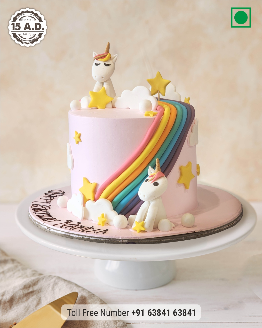 Unicorn & Rainbow Cake by 15 AD Bakery